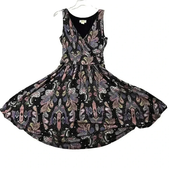 MAEVE Anthropologie Leslie Paisley Faux Wrap Midi Dress Size Sm Boho Western - Picture 2 of 10